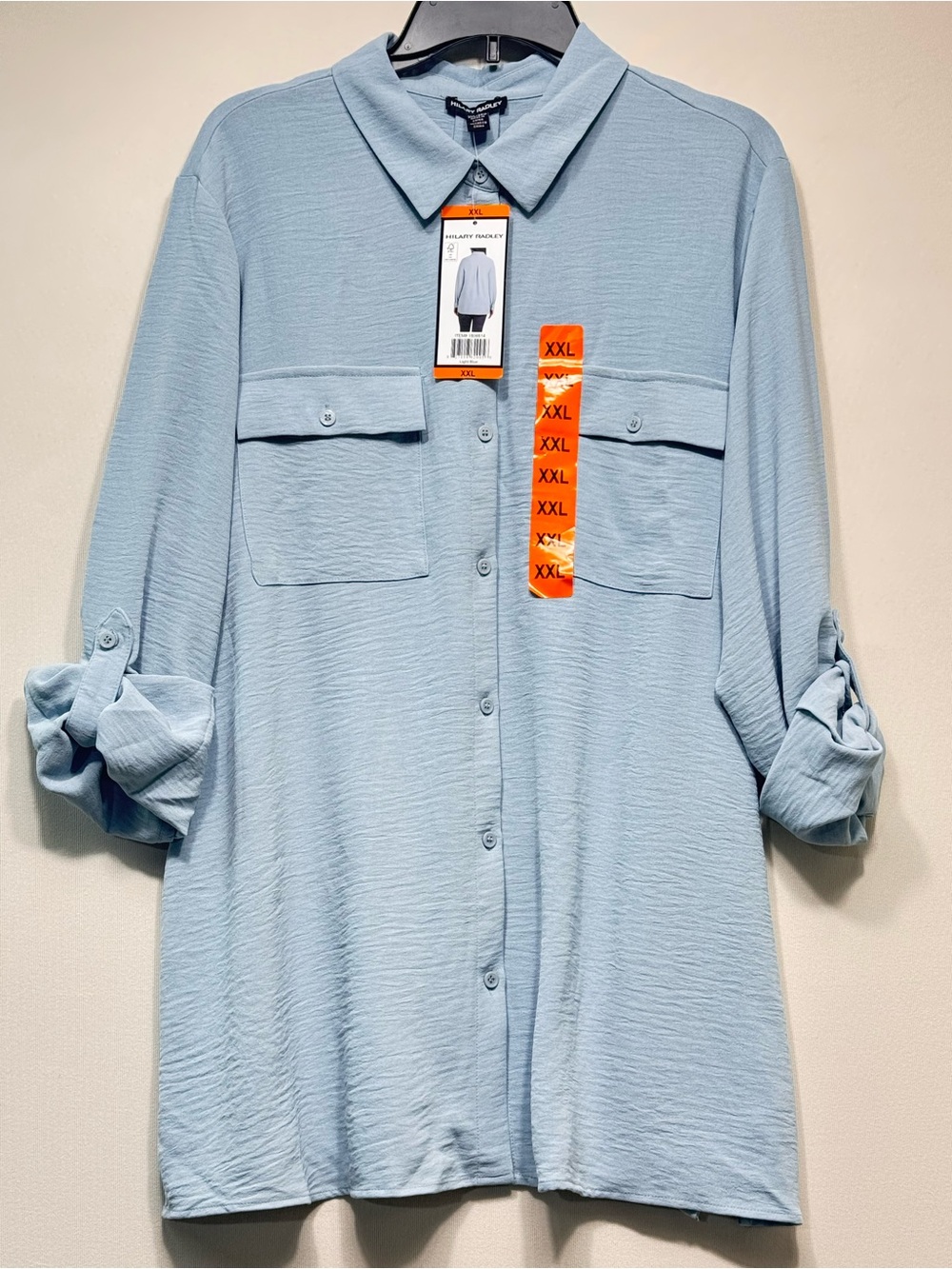 Hilary Radley Blue Women’s Casual Button Down Shirt